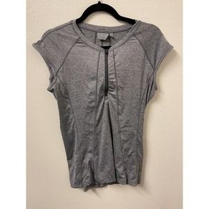 Athleta Women's Gray Pacific Contoured 1/4 Zip Stretch Tank Fitness Top Medium​​